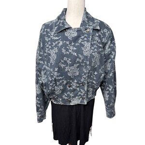 Vtg 90s Georgios Retro Embroidered Floral cotton Denim Jacket 8 fairy festival